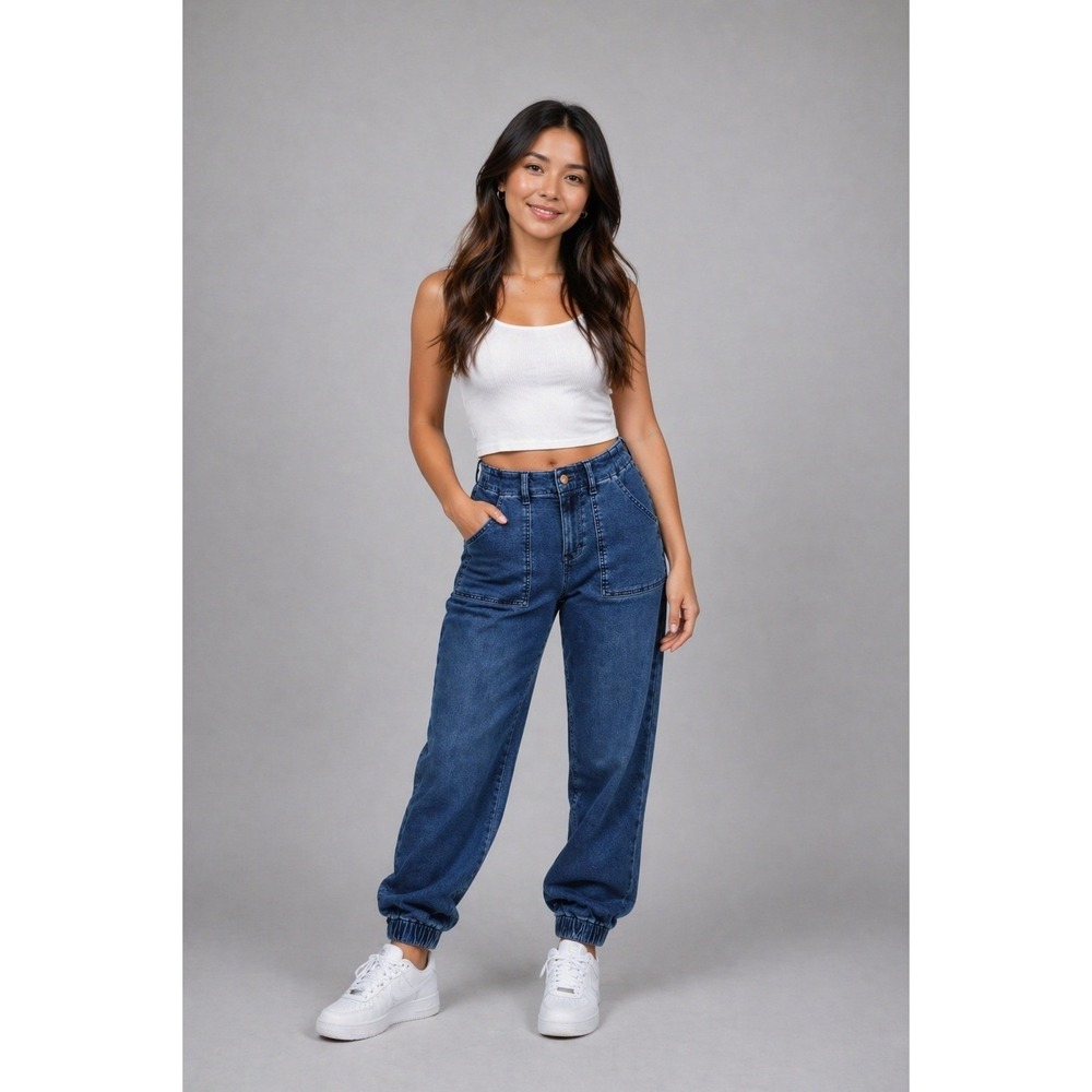 J.Crew Blue Denim Utility Jogger Pants Women's Size 29 Petite High Rise Jeans